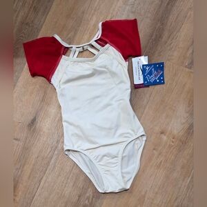 Motionwear Cream And Red Leotard (073)
